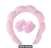 OPASKA KOSMETYCZNA NA GŁOWĘ I NADGARSTKI MIĘKKIE OPASKI ZESTAW RÓŻOWA