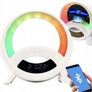LAMPKA NOCNA LED BLUETOOTH INDUKCJA QI GŁOŚNIK ZEGAR BUDZIK RGB