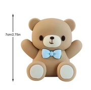 Figurka Miś niebieska kokarda 1 szt. - ozdoba na tort urodzinowy 7 cm