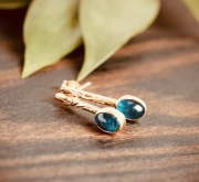 Złote kolczyki z niebieskimi Kyanitami 585