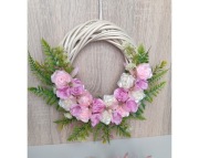 Wianek DEKORACYJNY na drzwi Dekoracja ścienna Wiklina Kwiaty Rękodzieło