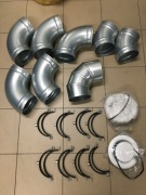 Rury spiro ocynk, obejmy kolanka, wełna - rekuperacja fi 150 mm