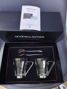 Andrew James zestaw dwóch szklanek do cappuccino + łyżeczki