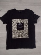 Koszulka damska czarna z nadrukiem xxs/ dziewczęca 152