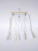 Biała bawełniana spódnica z falbankami Etam boho vintage bawełna 40 L