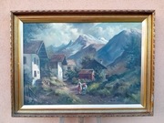 STARY  DUŻY  OBRAZ  PŁÓTNO, sygnowany   Kjeld Krautwald