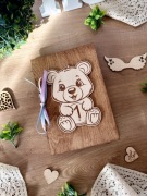 Kartka na Chrzest lub Roczek miś balonik