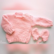 Ręcznie haftowany sweter dla dziewczynki 74 rekawi