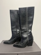 Bronx kozaki na obcasie czarne skórzane rozmiar 39