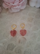 Kolczyki handmade ze stali nierdzewnej z naturalnych kamieni kwarc truskawk