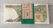 Stara paczka banknotów 50zł 1988 seria HR