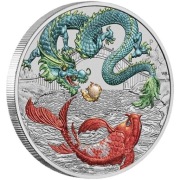 Chinese Myths and Legends: Dragon & Koi kolorowany niebiesko-czerw 1oz2023