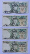 50 zł Karol Świerczewski 1988 - 4 banknoty