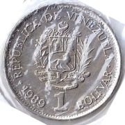 WENEZUELA 1 boliwar 1989, Y# 52a.2, unc
