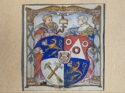 Herb Jáchymov 1520 - XIX w. Grafika Ręcznie Malowana, Papier Czerpany