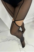 Czarne rajstopy z wycięciem na nodze SEXY GIRL r. S-L