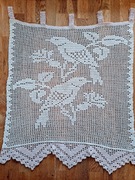 Szydełkowa firanka vintage, handmade, ptaki