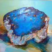 "Błękitem otulone "- abstrakcja, akryl. 