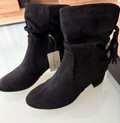 Botki ocieplane zamsz czarne