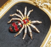 Broszka pająk emalia z kryształkami