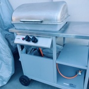 OGRODOWY GRILL GAZOWY 2 PALNIKI 5,5KW STALOWY RUSZT CZARNY Z POKRYWĄ LUND