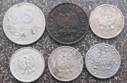 monety 5 groszowe zestaw 6 szt