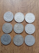 Moneta 20gr 1972 1973  1975 1976 1981 1983 1985 - 9 sztuk