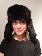 Czapka zimowa prawdziwe futro z bobra damska uszatka