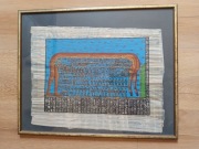 Obraz malowany na papirusie papirus egipski Egipt lata 70-te wzór 8