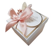 Exploding box prezent ślub komunia chrzest suszone kwiaty pudrowy róż