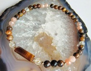 Bransoletka Karty Tarota VIII. Siła (Tygrysie Oko, Rutyl, Kamień słoneczny)