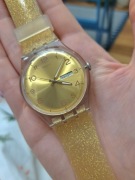  zegarek swatch New gent złoty brokatowy 