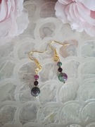 Kolczyki handmade srebro pozłacane z naturalnych kamieni hematyt granat epi