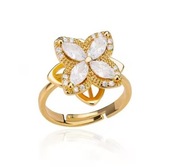 Pierścionek antystresowy otwarty regulowany kręci koniczyna + pudełko