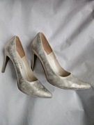 Złote szpilki czółenka buty na obcasie 38