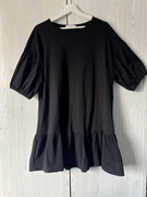 Czarna bawełniana sukienka z falbanką Mango M