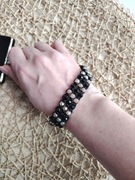 Pasek na nadgarstek do telefonu kluczy torebki boho z koralikami czarny 