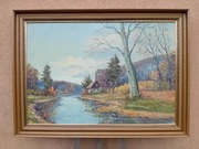 STARY DUŻY   OBRAZ OLEJNY PŁÓTNO   sygnowany  