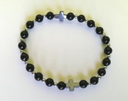 Bransoletka różaniec kamieni krzyżyk męska