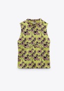 ZARA top kwiaty półgolf wzór stójka żakardowy dzianinowy limonkowy boho y2k