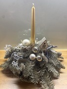 Stroik ze świecą na stół świąteczny naturalny