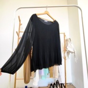 Bluzka elegancka 46 3xl xxxl plisowana długi rękaw szerokie rekawy