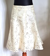 Kremowa szeroka spódnica midi z tafty hafty cekiny złocenia wesele M/S