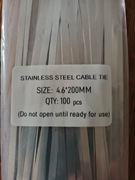 10 szt. opaski zaciskowe stalowe nierdzewne dł. 200mm szer. 4,6mm, trytytki