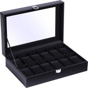 Ohuhu szkatułka etui pudełko na zegarki z 12 przegródkami 