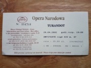 TURANDOT Bilet do Opery Narodowej 2002