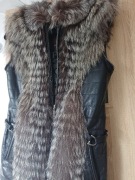 Kurtka skórzana skóra naturalna  obszyta jenotem - kamizelka OKAZJA ! 