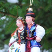 Para kaszubska - folkowa bombka szklana - polskie rękodzieło