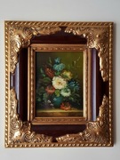 Piękna, zdobiona, stara gruba rama 37x32cm