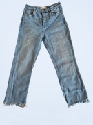 Jeansy Zara z przetarciami i guzikami raw hem L 40